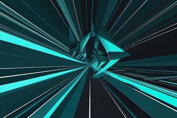 Poster - Modern Teal and Azure Abstract Background with Fractal Shapes and Bold Minimalist Design