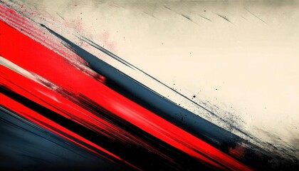 Poster - Dynamic Abstract Brushstroke Art Featuring Red, Blue, and Black Swirls on a Cream Background. Perfect for Modern Design, Creative Concepts, Digital Marketing, or Artistic Inspiration.