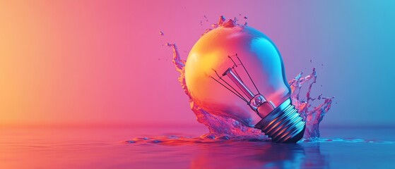Poster - A futuristic lightbulb concept with dynamic paint splashes creating its form, vibrant and glowing, AIdesigned, ultrarealistic, 8K