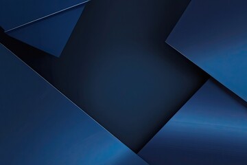 Poster - Dark Blue Gradient Background with Black Geometric Shapes in Minimalist Abstract Design