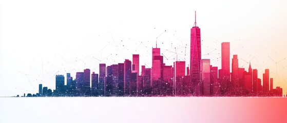 Futuristic Urban Skyline with Abstract Colors and Network Design