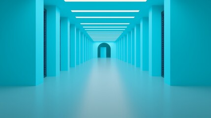 Poster - Data center server room with computer racks used for cryptocurrency mining and network security.