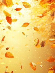 Wall Mural - Golden autumn background, Poster design, realistic, HD, copy space 