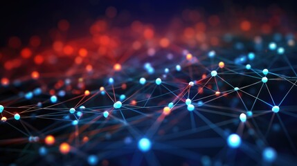Network connection lines with bright nodes