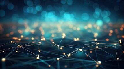 Network connection lines with bright nodes