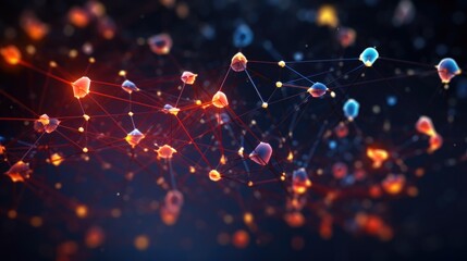 Network connection lines with bright nodes