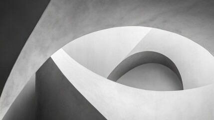 Aufkleber - A monochromatic abstract composition of curved architectural forms and shadows.
