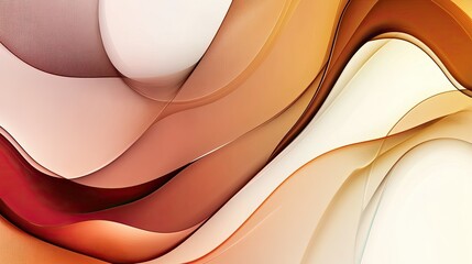 Poster - Abstract design with flowing curves in warm tones of orange, cream, and red, creating a harmonious composition for backgrounds or artistic projects