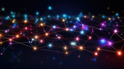 Network connection lines with bright nodes