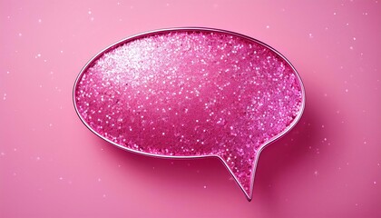 Wall Mural - pink glitter speech bubble on pink background