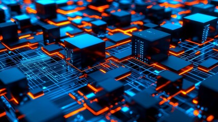 Poster - cryptocurrency and blockchain technology context. the notion of cutting-edge financial technologies.