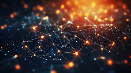 Network connection lines with bright nodes