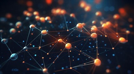 Network connection lines with bright nodes