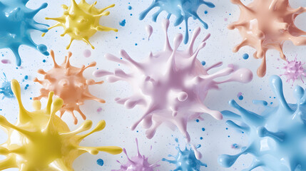 Poster - Vibrant splashes of colorful paint create an abstract, dynamic background with a playful and artistic feel