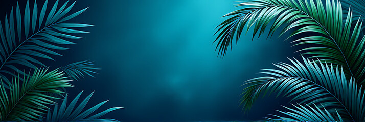 Aufkleber - Tropical foliage plant in blue with a space background, abstract leaf decoration and exotic nature art design elements combined._00003_
