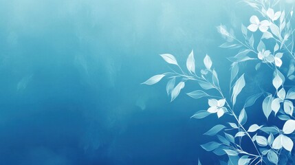 Aufkleber - A serene blue background with delicate white floral elements, ideal for design or decoration.