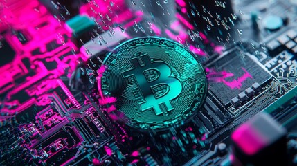 Poster - Bitcoin and cryptocurrency investment concept. Trading Bitcoin cryptocurrency coins.