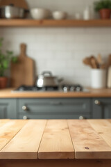 Aufkleber - The wood table top provides a blurred kitchen background for product display or key visual layouts in photo montages._00003_
