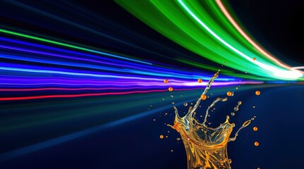 Wall Mural - cool color long exposure photography, capturing motion or light trails, blues greens purples, a set 