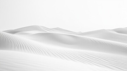 Poster - A serene landscape of smooth, white sand dunes under soft light.