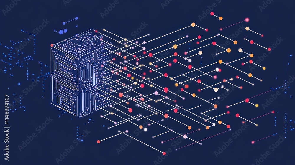 Data streams entering an AI model, illustrating how machine learning ...