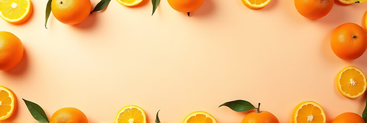 Aufkleber - Orange fruit pattern on a flat lay setup with a simple frame template as a background design._00001_