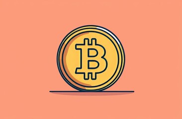 Poster - An illustration of a golden coin with the Bitcoin emblem, symbolizing blockchain technology and cutting-edge cryptocurrency.