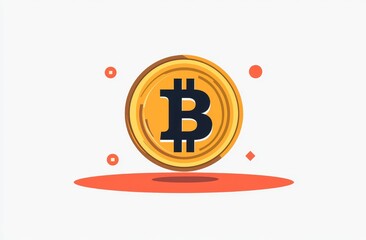 Poster - A visual representation of a gold coin adorned with the Bitcoin logo, showcasing blockchain technology and pioneering cryptocurrency.