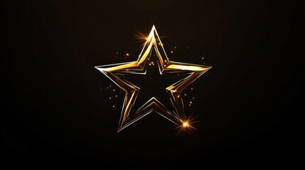 Aufkleber - A shiny golden star icon with sparkles against a dark background.