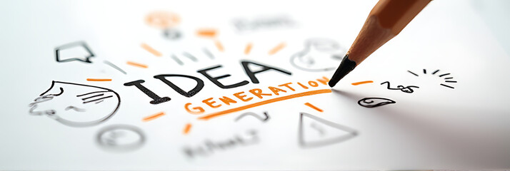 Poster - Idea generation occurs when combining creativity and innovative concepts through simple yet effective tools like a pencil on a blank paper sheet._00001_