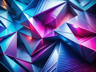 Poster - Abstract Geometric Background: Blue, Pink, Purple Art -  Modern Digital Painting