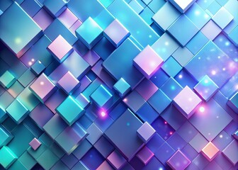 Poster - Abstract Geometric Diagonal Square Background, Light Blue Violet Dynamic PPT Presentation, 3D Shapes, Modern Design, PowerPoint Template