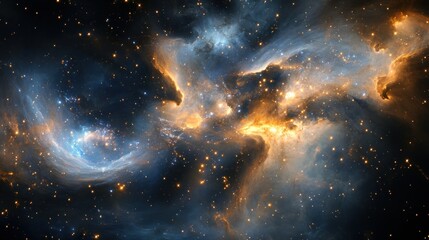 Poster - A stunning cosmic scene showcasing vibrant nebulae and stars in deep space.