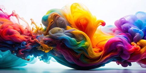 Poster - Abstract Liquid Double Exposure, Floating Fluid Art, White Background, Surrealism, Ethereal, Swirling, Flowing,  Modern Art, Digital Painting,  Liquid Design