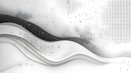 Poster - A modern abstract design featuring flowing waves and gradients in shades of white and gray, creating a subtle yet dynamic visual texture.