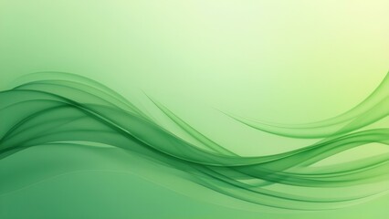 Fototapete - A soft, abstract background with flowing, translucent green waves or ribbons against a lighter green backdrop. The waves vary in opacity, creating a sense of depth and movement.