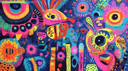 Poster - A vibrant abstract artwork featuring colorful patterns and shapes, evoking energy and creativity.