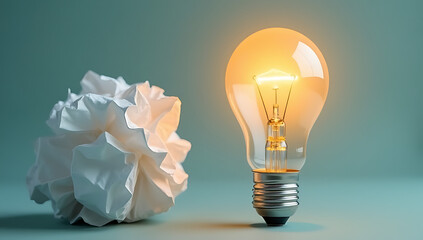 Poster - Combining idea generation and creative thinking through unconventional methods such as a crumpled paper ball and a light bulb._00001_