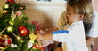 © Marco - Little toddler boy decorating christmas tree with mother