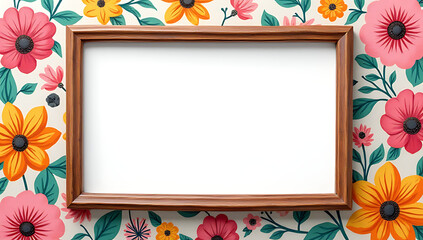Aufkleber - Colorful floral background design adds a vibrant touch to a picture frame with a decorative twist._00003_