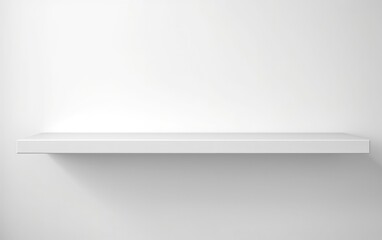 Poster - Minimalist white shelf against a plain wall perfect for showcasing decor or storage in modern interiors.