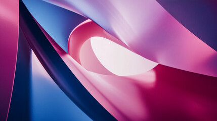 Poster - Abstract design featuring colorful layers in shades of pink and blue. 