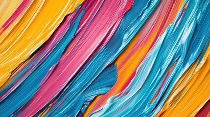 Aufkleber - A vibrant abstract painting with swirling colors of pink, blue, and yellow.
