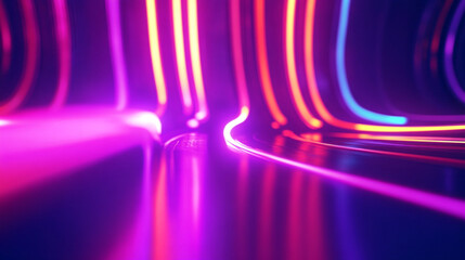 Poster - Vibrant neon light patterns create dynamic abstract visual effect at night. 