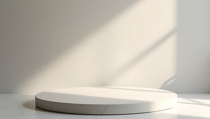 Aufkleber - Beautiful sandstone top product display platform with a selective focus on its white and visually appealing design features prominently._00003_