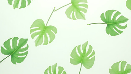 Poster - Beautiful monstera leaves with selective focus on a white background are ideal for decorating designs requiring high transparency._00003_