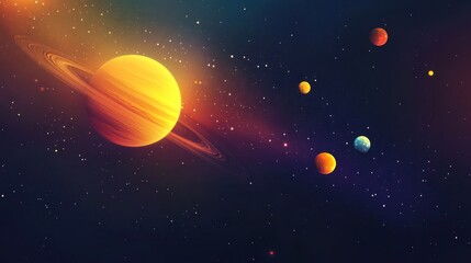 Poster - A vibrant depiction of planets in space, showcasing celestial bodies and cosmic beauty.