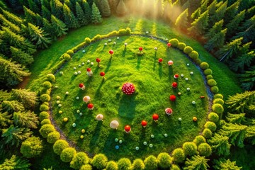 Wall Mural - Aerial Fairy Circle Photography: Magical Drone Shots of Enchanting Nature Patterns