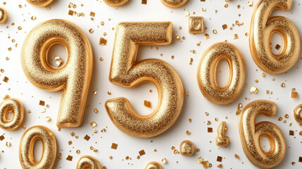 Poster - Golden 3D Numbers with Sparkling Texture Concept for Event Celebrations and Design