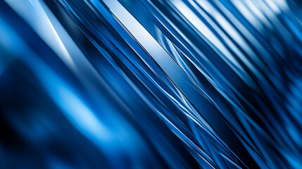 Poster - Abstract blue patterns of light reflecting off metallic surfaces in modern design. 